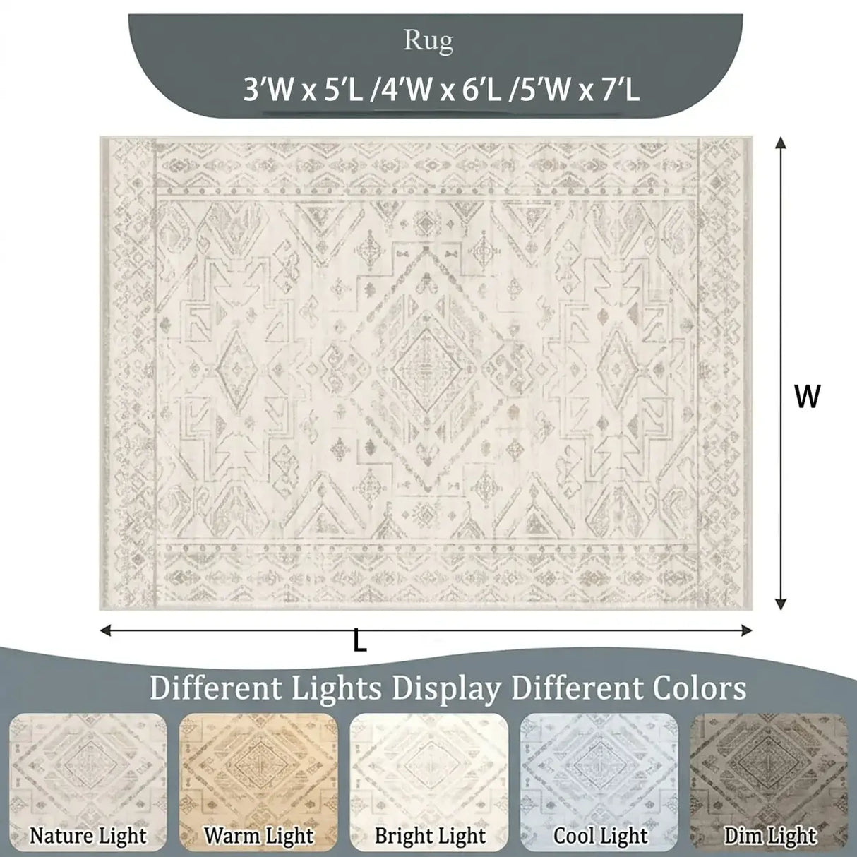 Vintage Bohemian Anti-Slip Machine Washable Area Rug 