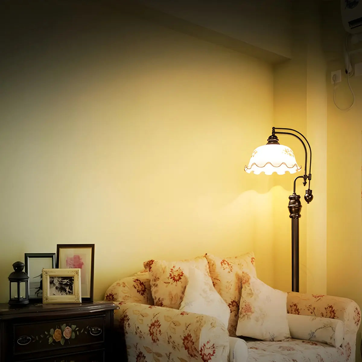 Vintage Bowl Black Metal Floor Lamp with Foot Switch Image - 12