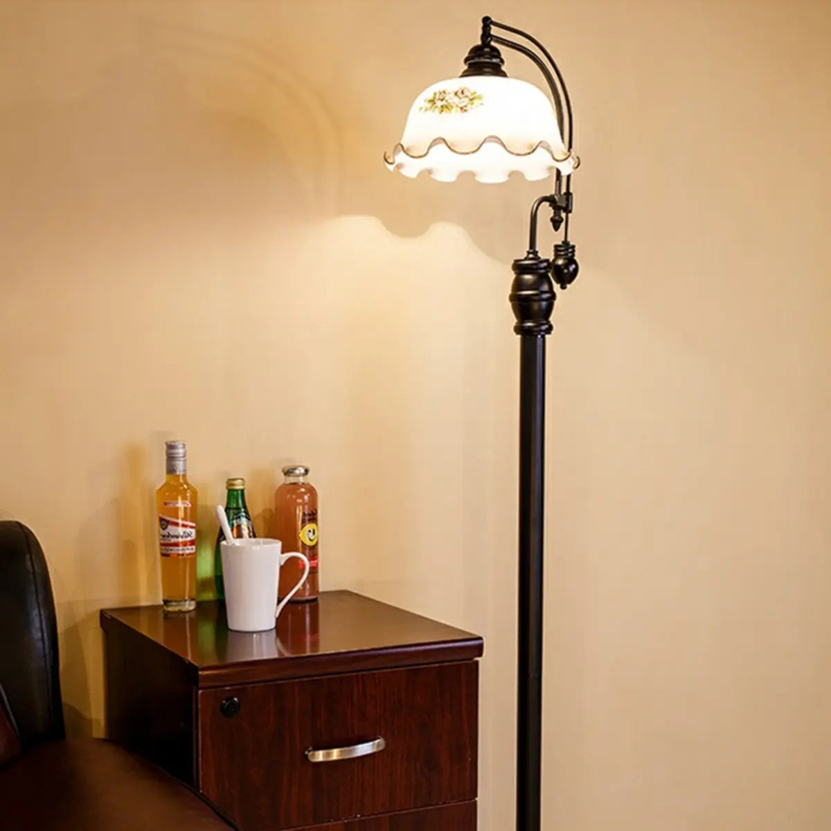 Vintage Bowl Black Metal Floor Lamp with Foot Switch Image - 17