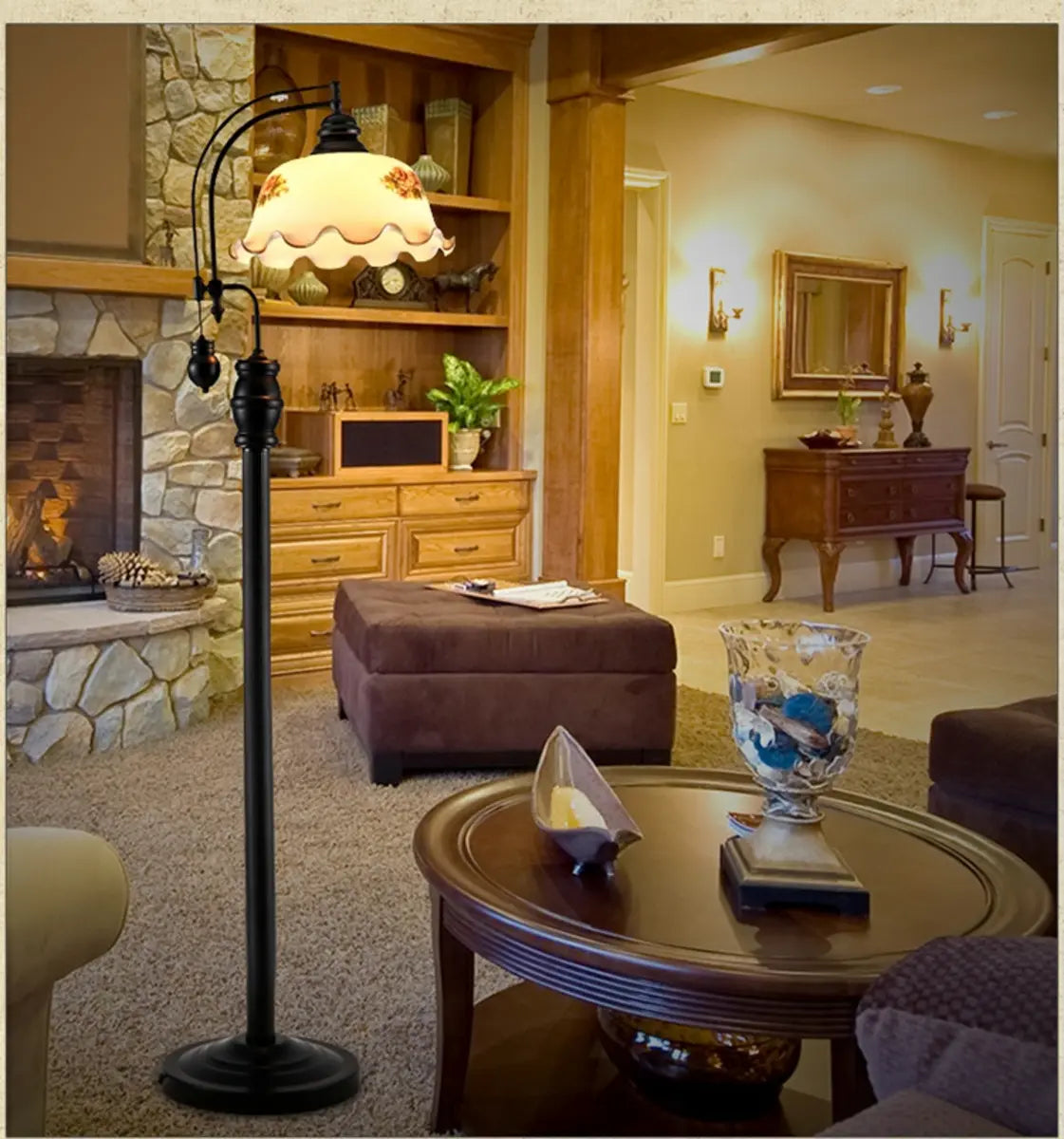 Vintage Bowl Black Metal Floor Lamp with Foot Switch Image - 20