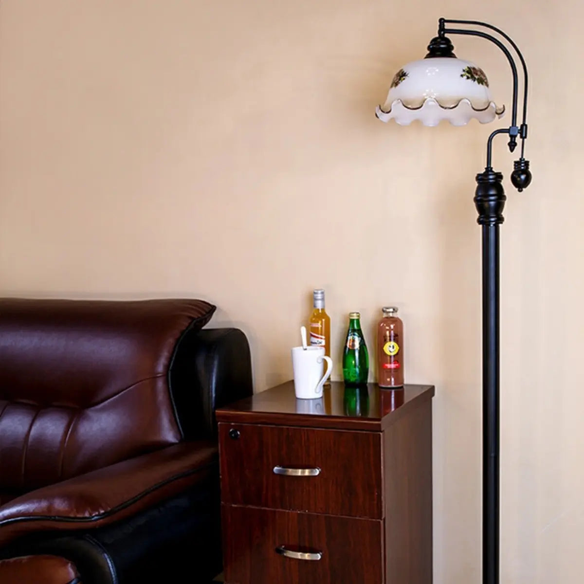 Vintage Bowl Black Metal Floor Lamp with Foot Switch Image - 21
