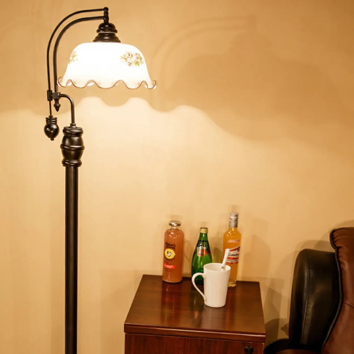 Vintage Bowl Black Metal Floor Lamp with Foot Switch Image - 22