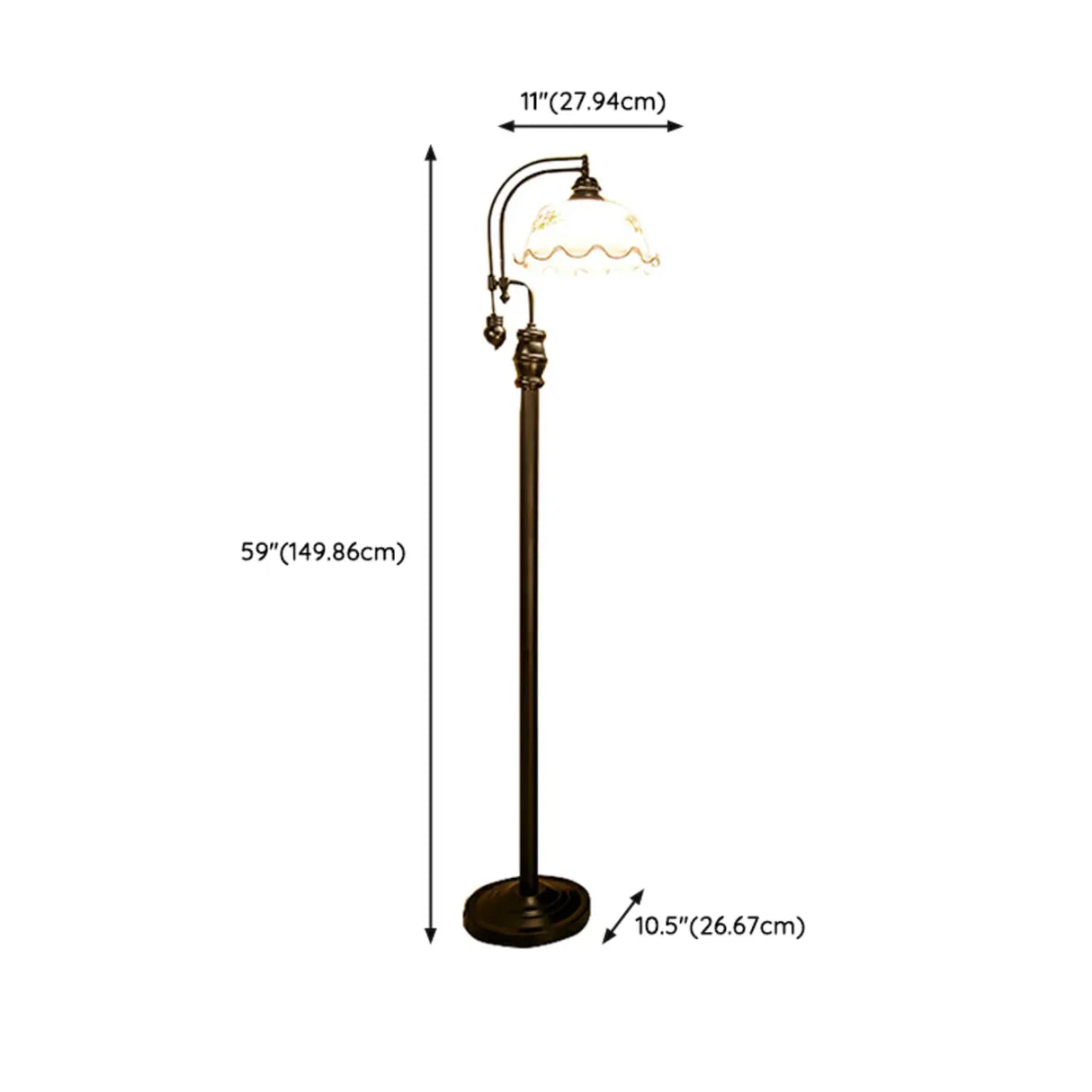 Vintage Bowl Black Metal Floor Lamp with Foot Switch 