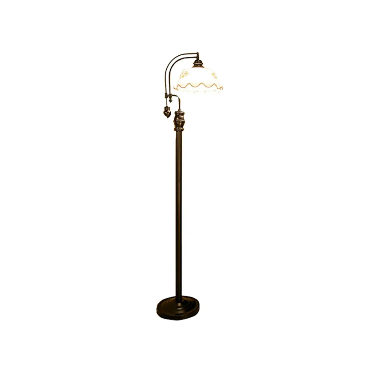 Vintage Bowl Black Metal Floor Lamp with Foot Switch Image - 6
