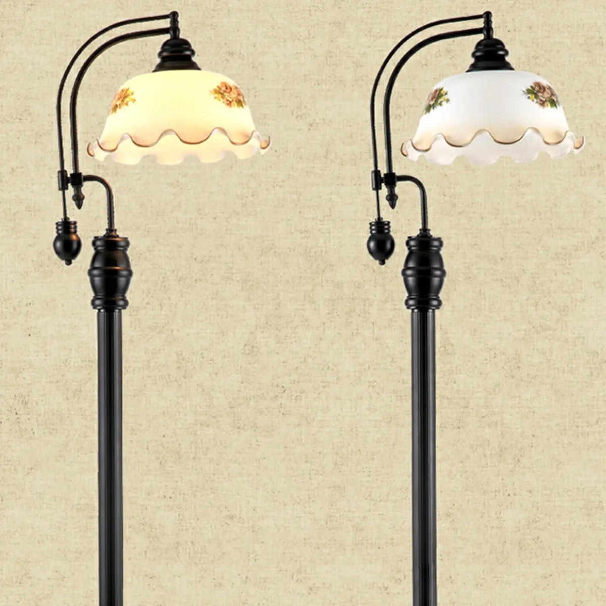 Vintage Bowl Black Metal Floor Lamp with Foot Switch Image - 7