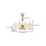 Vintage Branching Gold Textured Glass Bell Chandelier Image - 20