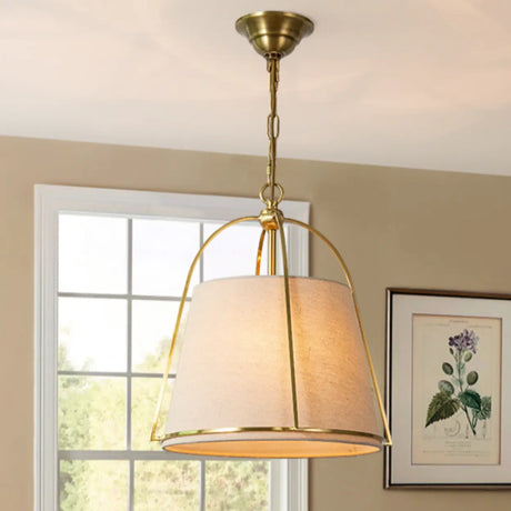 Vintage Brass 4 Lights Adjustable Height Chandelier Image - 1