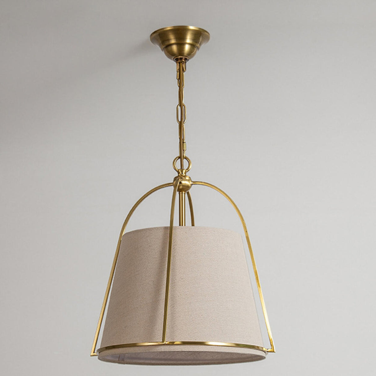 Vintage Brass 4 Lights Adjustable Height Chandelier Image - 7