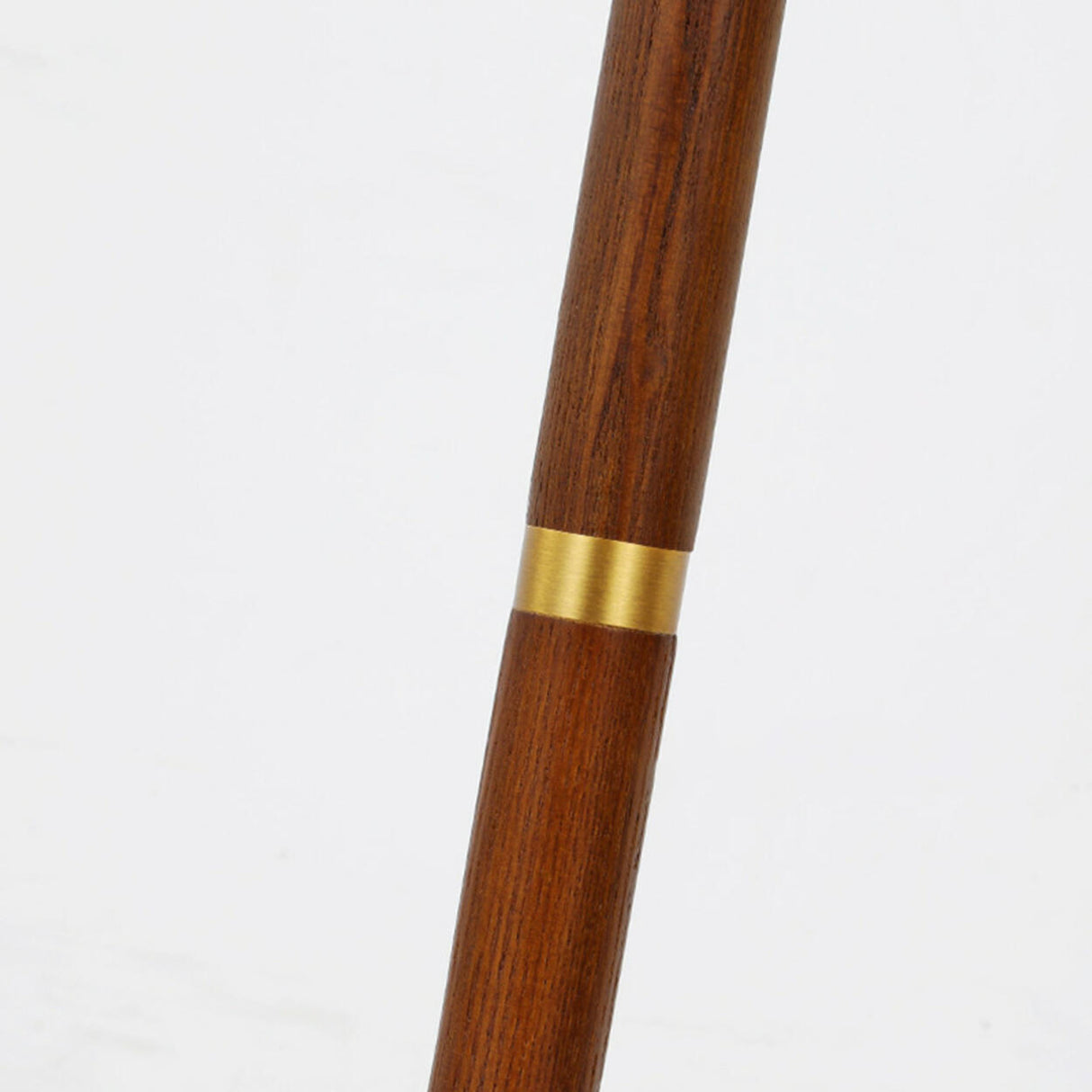 Vintage Brass and Wood Arced Pleated Fabric Floor Lamp Image - 7