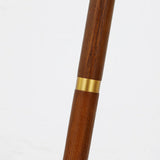 Vintage Brass and Wood Arced Pleated Fabric Floor Lamp Image - 7