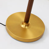 Vintage Brass and Wood Arced Pleated Fabric Floor Lamp Image - 8