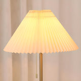 Vintage Brass Beige Floral Living Room Floor Lamp Image - 10