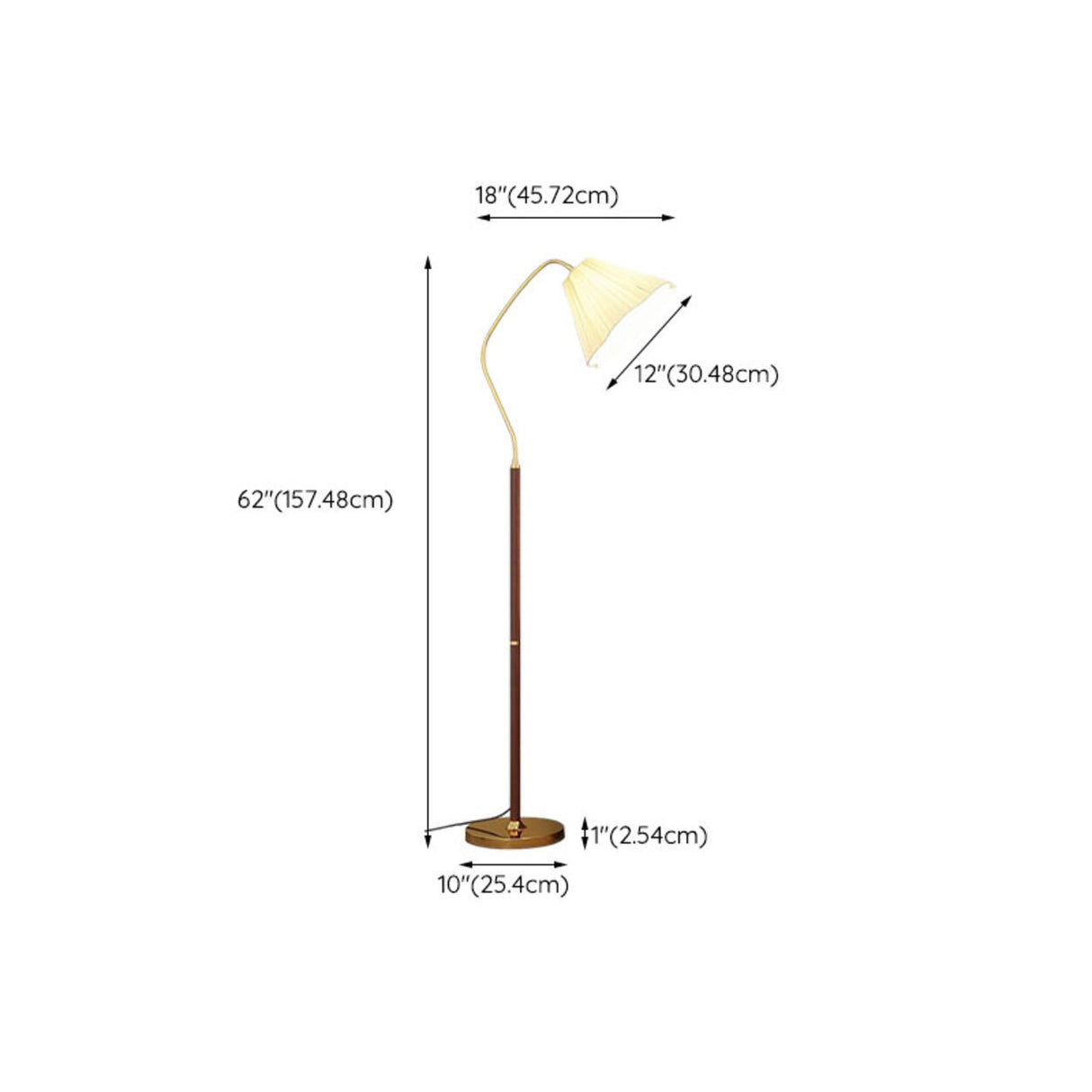 Vintage Brass Beige Floral Living Room Floor Lamp Image - 14
