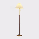 Vintage Brass Beige Floral Living Room Floor Lamp Image - 2
