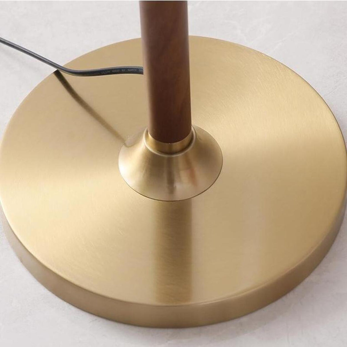 Vintage Brass Beige Floral Living Room Floor Lamp Image - 8