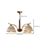Vintage Brass Ceramics Bell Dome Pendant Chandelier #size