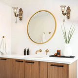 Vintage Brass Crystal and Glass Flower Wall Sconce Image - 3