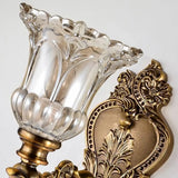 Vintage Brass Crystal and Glass Flower Wall Sconce Image - 6