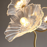 Vintage Brass Floral Glass Chandelier Adjustable Height Image - 17