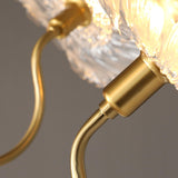 Vintage Brass Floral Glass Chandelier Adjustable Height Image - 19