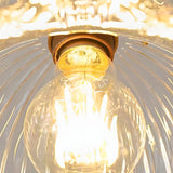 Vintage Brass Flower Clear Glass Pendant Light Image - 8