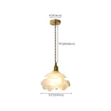 Vintage Brass Flower Frosted Glass Pendant Light #size
