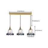 Vintage Brass Flower Gray Clear Glass Pendant Light Image - 16