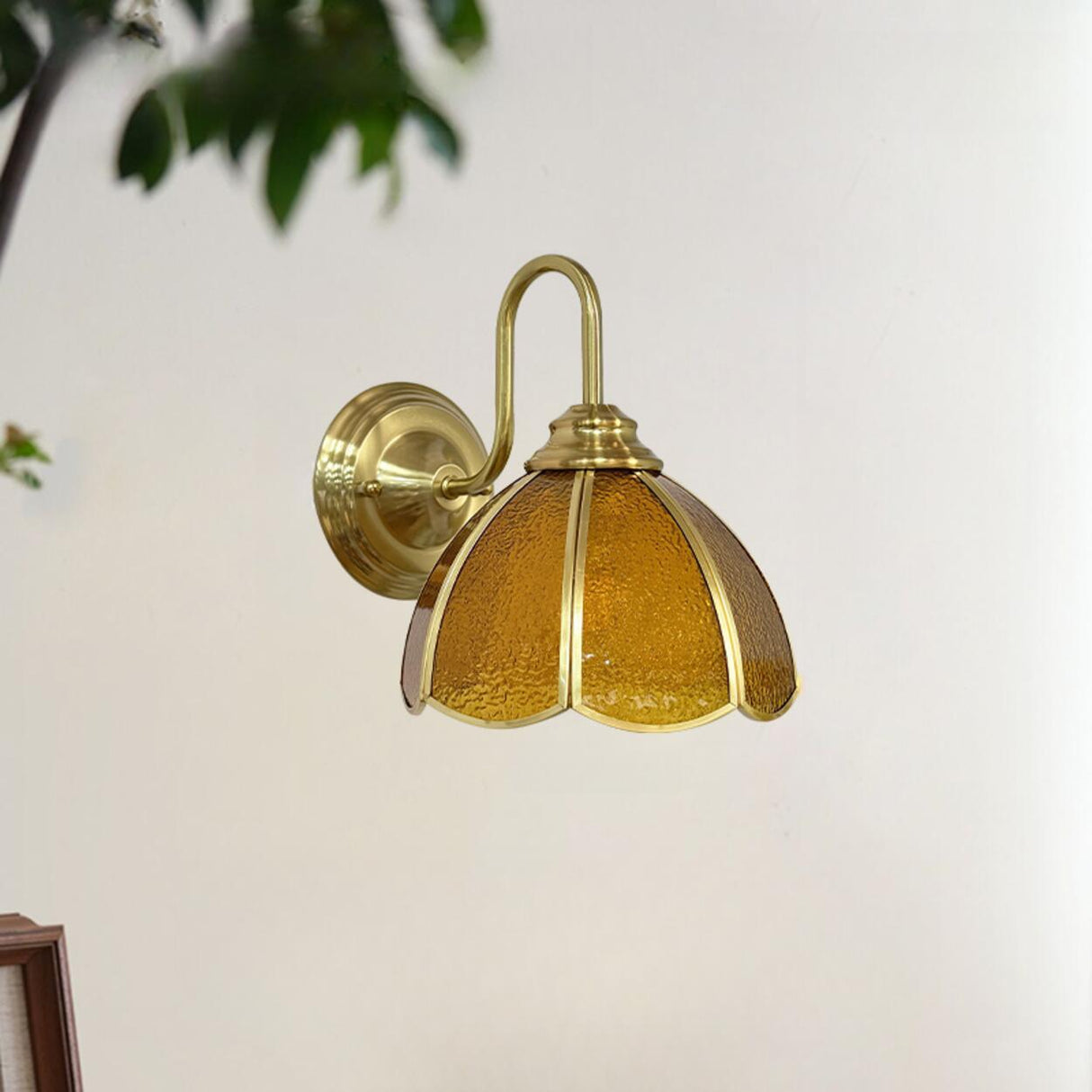Vintage Brass Flower Wall Sconce Light Fixtures Image - 7