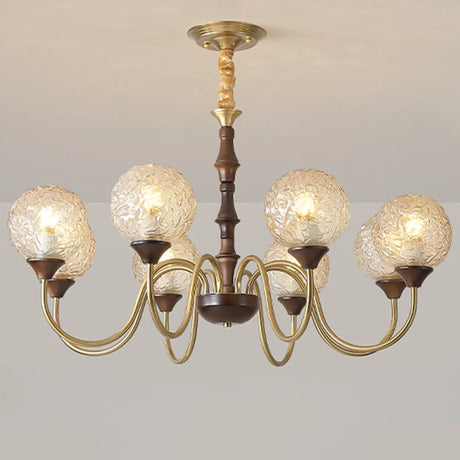 Vintage Brass Glass Globe Chandelier for Elegant Lighting Image - 2