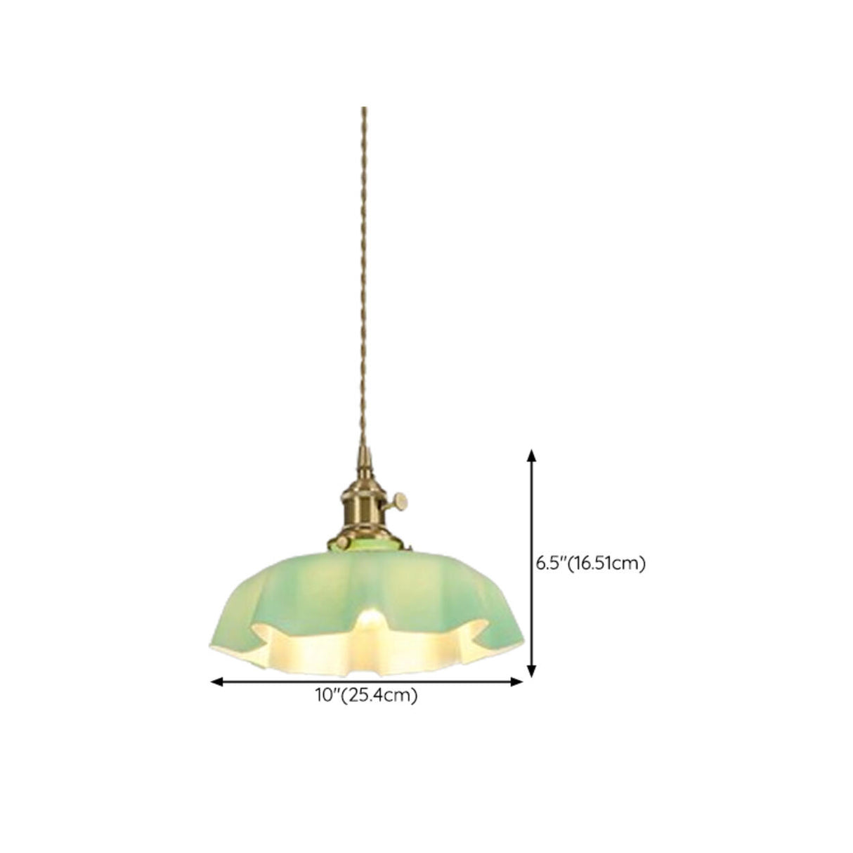 Vintage Brass Green Floral Glass Pendant Light Image - 19
