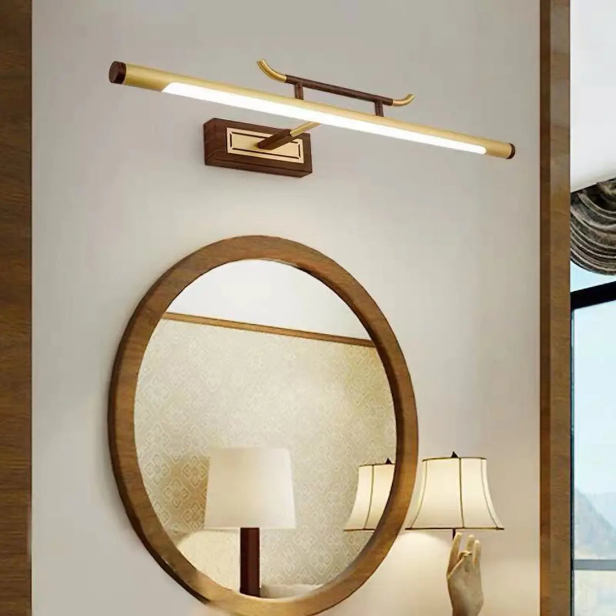 Vintage Brass Linear LED Metal Mirror Vanity Sconce Image - 1