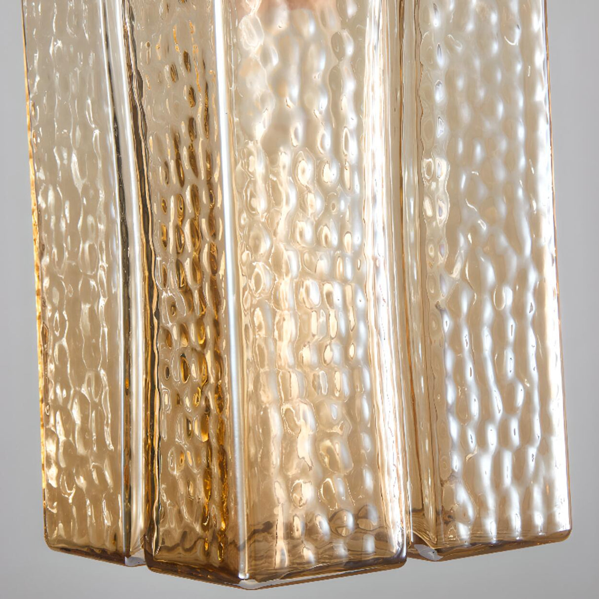 Vintage Brass Textured Glass Geometric Pendant Light Image - 12