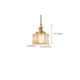 Vintage Brass Textured Glass Geometric Pendant Light #size
