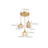 Vintage Brass Textured Glass Geometric Pendant Light Image - 18