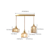 Vintage Brass Textured Glass Geometric Pendant Light Image - 19