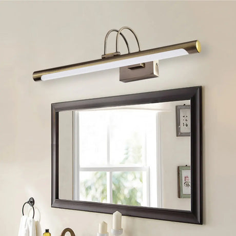 Vintage Brass Wall Mount Cylinder Vanity Mirror Light Image - 1