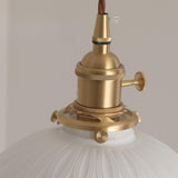 Vintage Brass White Ceramic Dome Pendant Light Image - 14