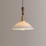 Vintage Brass White Ceramic Dome Pendant Light Image - 5