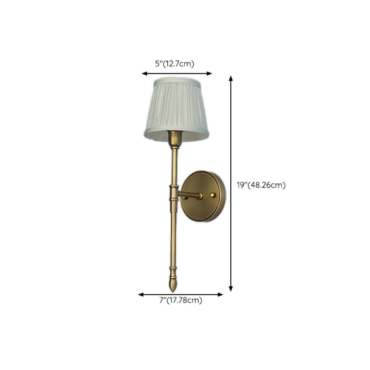 Vintage Brass White Pleated Shade Wall Sconce  Image - 15