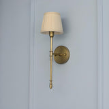 Vintage Brass White Pleated Shade Wall Sconce  Image - 7