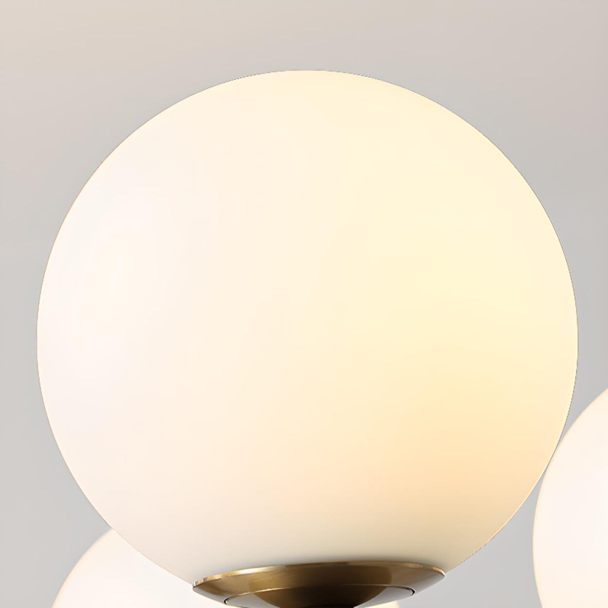 Vintage Brass Wood White Glass Globe 8-Light Chandelier Image - 13