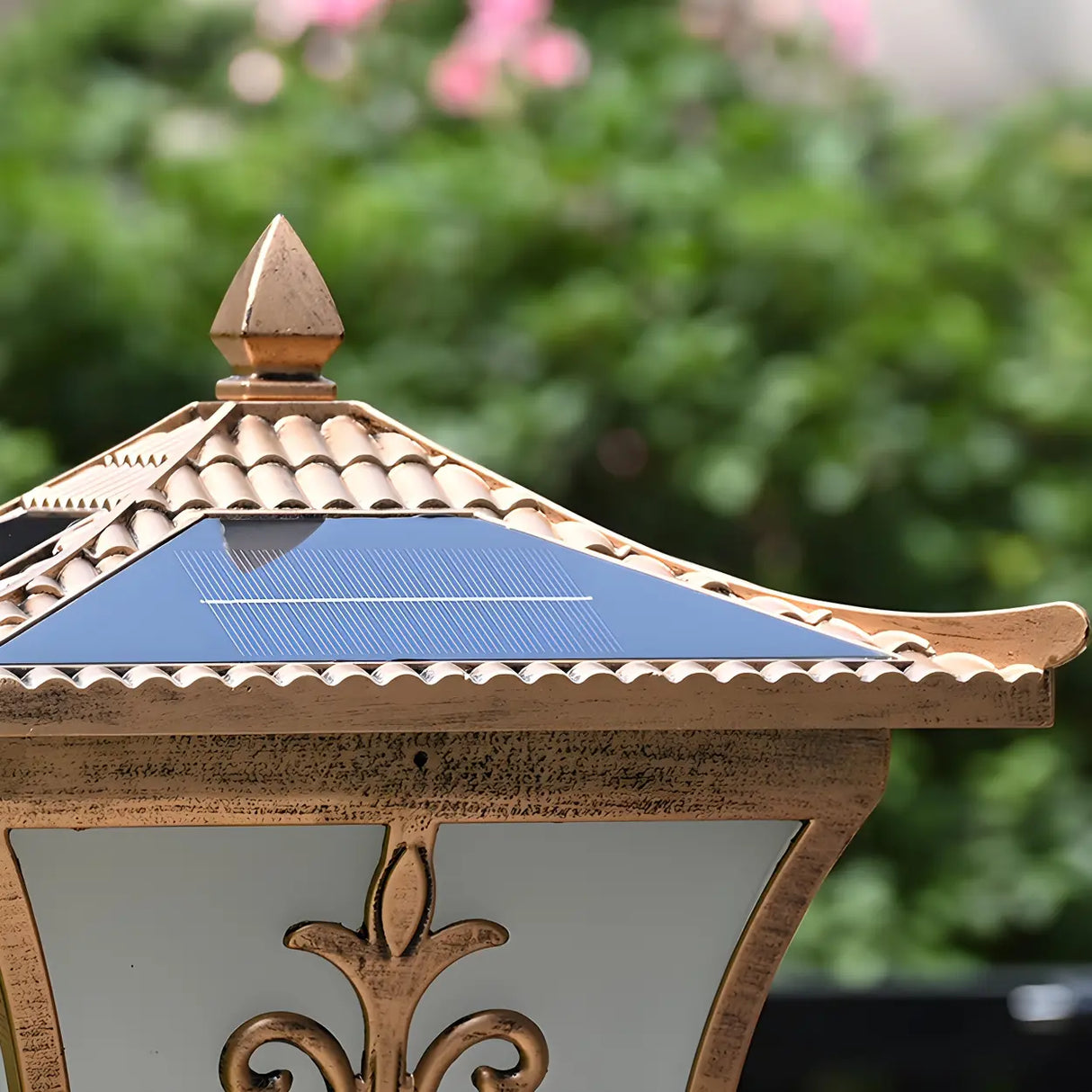 Vintage Bronze Carved Lantern Metal Garden Outdoor Lamp Image - 10