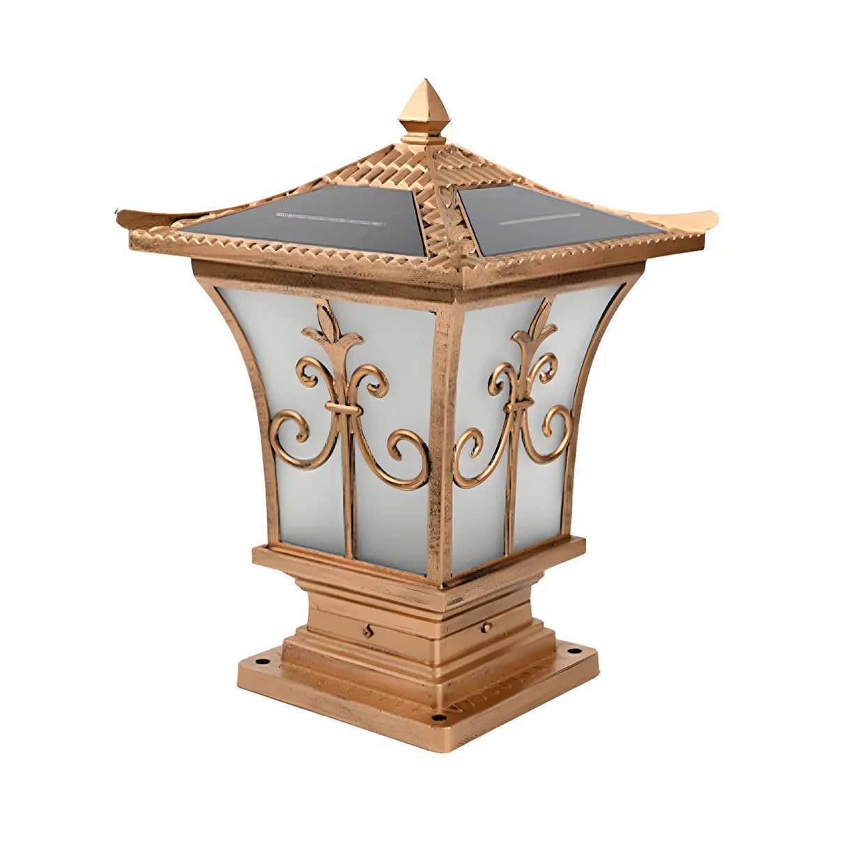 Vintage Bronze Carved Lantern Metal Garden Outdoor Lamp Image - 5