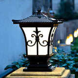 Vintage Bronze Carved Lantern Metal Garden Outdoor Lamp Image - 7