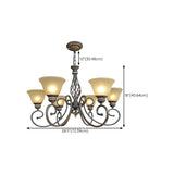 Vintage Bronze Chain Curved Arms Matte Glass Chandelier Image - 17