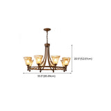 Vintage Bronze Chandelier with Amber Glass Shades, 6-Light Image - 10
