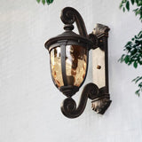 Vintage Bronze Curved Metal Exterior Wall Lantern Light Image - 2