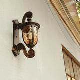 Vintage Bronze Curved Metal Exterior Wall Lantern Light Image - 8