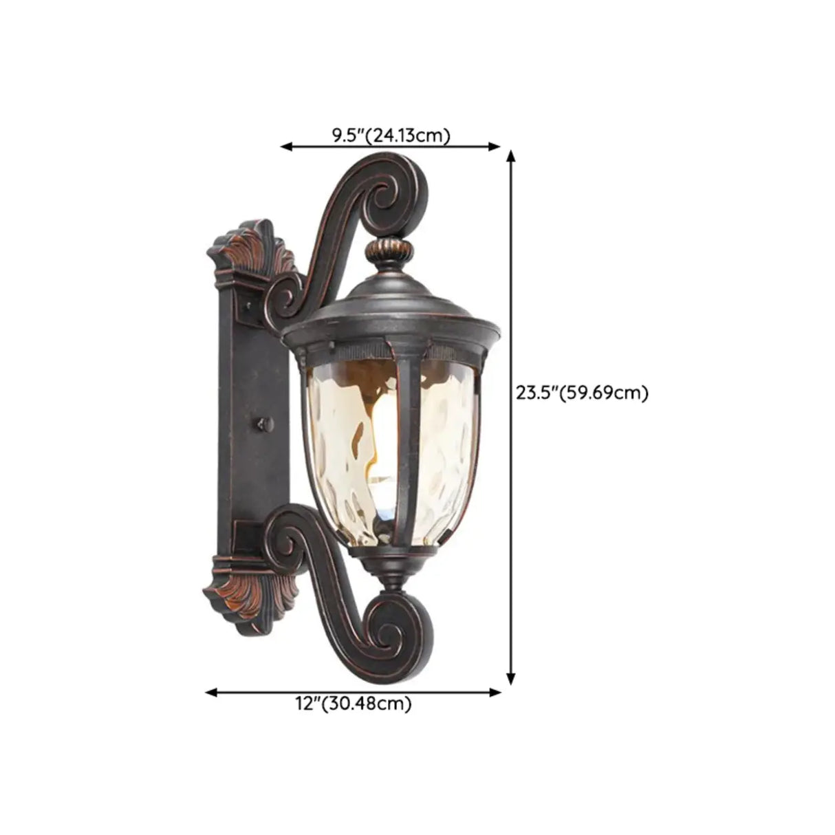 Vintage Bronze Curved Metal Exterior Wall Lantern Light 
