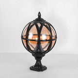 Vintage Bronze Finish Globe Metal Outdoor Post Lamp Image - 2
